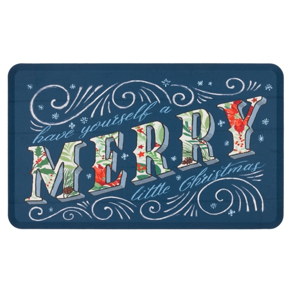 Navy Merry Little Christmas Kitchen Mat | Kirklands Home