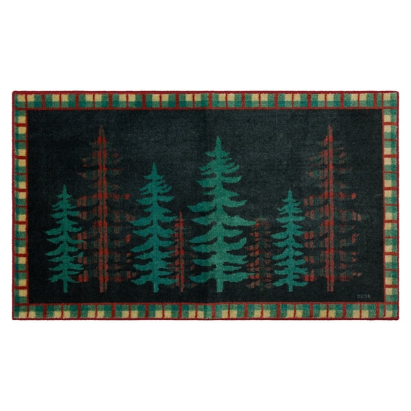 Plaid Forest Trees Christmas Accent Rug