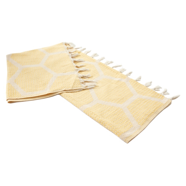 Yellow Honeycomb Cotton Throw