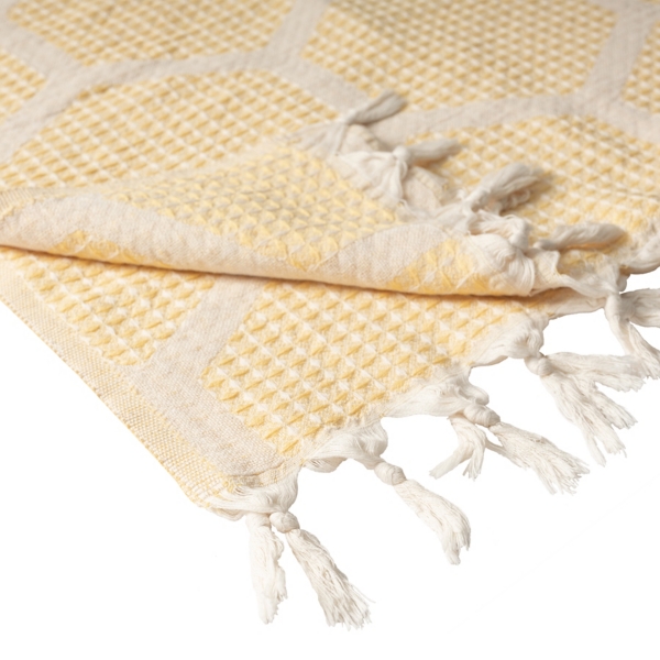 Yellow Honeycomb Cotton Throw