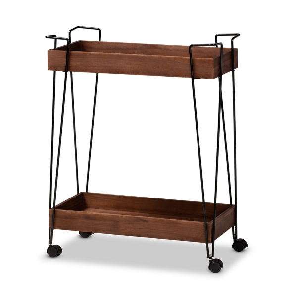 Walnut Paulownia 2Tier Tray Bar Cart Kirklands Home
