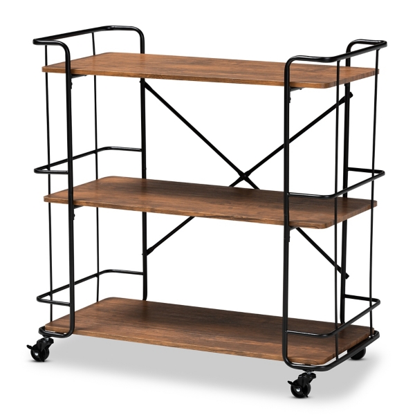 Nellie Walnut 3Tier Mobile Bar Cart Kirklands Home