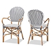 Black and White Woven Dining Chairs, Set of 2