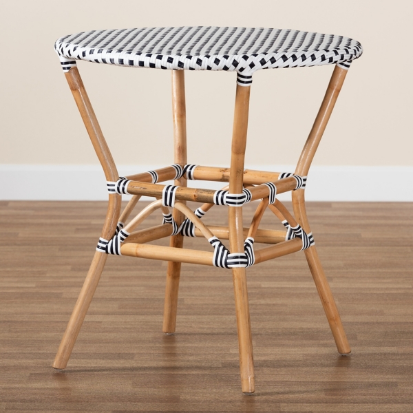 Black Woven Rattan French Bistro Dining Table