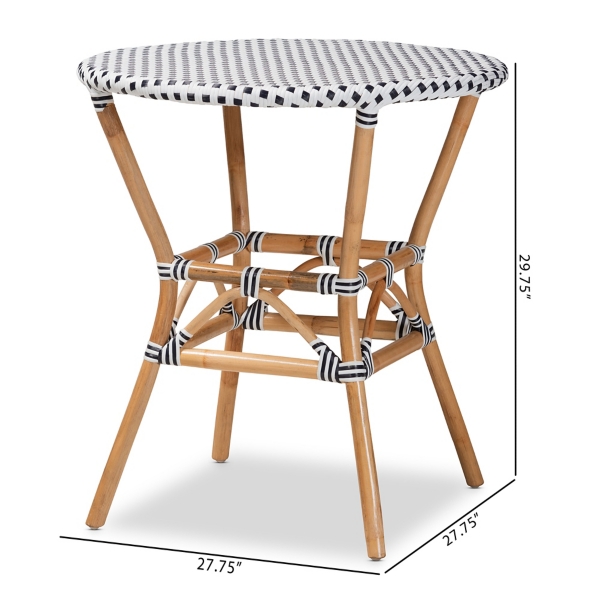 Black Woven Rattan French Bistro Dining Table