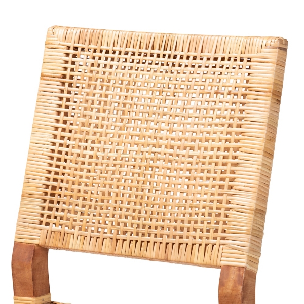 Natural Rattan and Wood Counter Stool