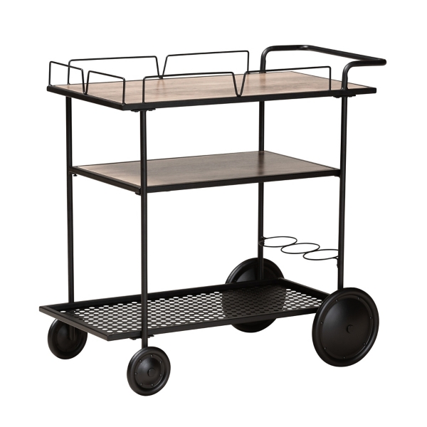 Black 3Tier Industrial Bar Cart Kirklands Home