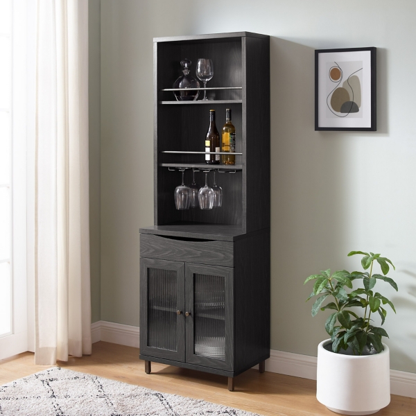 Bar cabinet dark deals wood