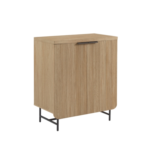 Natural Fluted Wood Scandinavian Cabinet