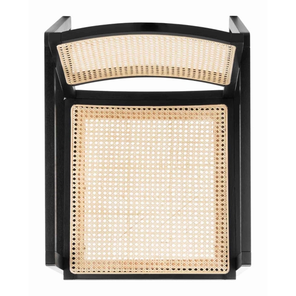 Black Wood and Natural Rattan Rocking Chair