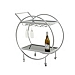Round Silver Metal and Glass 2-Ter Bar Cart