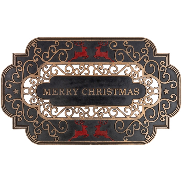 Merry Christmas Red Reindeer Doormat