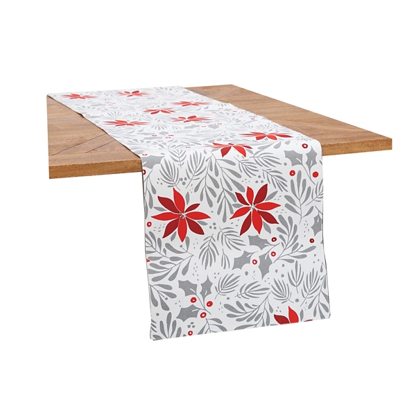 Silver and Red Poinsettia Table Runner Kirklands Home
