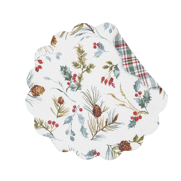 Holly and Pinecone Reversible Placemats