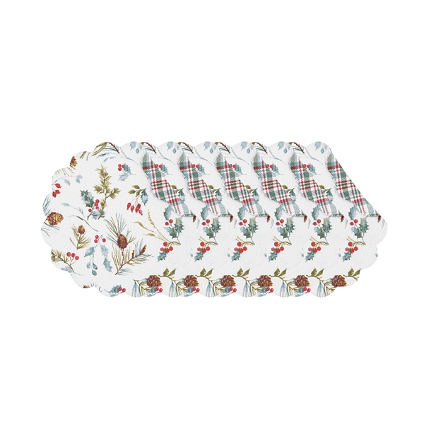 Holly and Pinecone Reversible Placemats