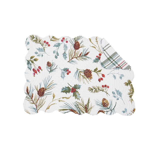 Holly and Pinecone Reversible Placemats, Set of 6 Kirklands Home