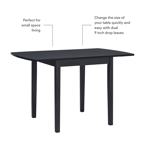 Black Wood Drop Leaf Dining Table