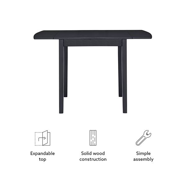 Black Wood Drop Leaf Dining Table