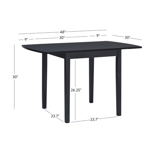 Black Wood Drop Leaf Dining Table