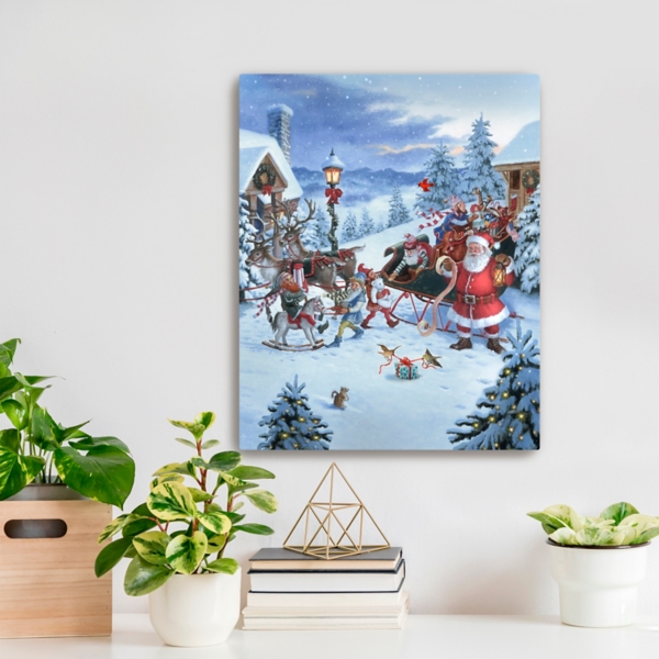 Santa Christmas Gifts Canvas Christmas Art Print