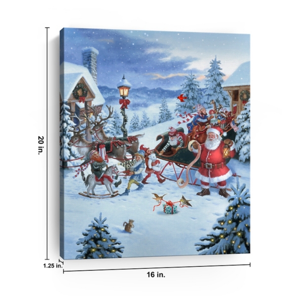 Santa Christmas Gifts Canvas Christmas Art Print