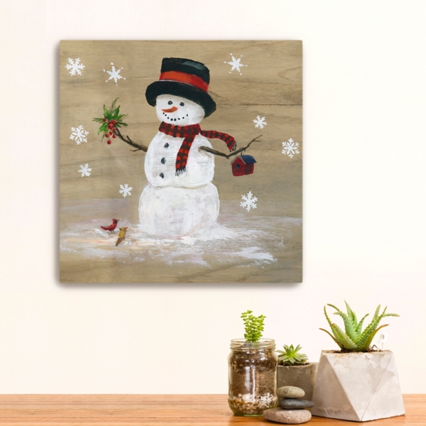 Snowman Mistletoe Canvas Christmas Art Print