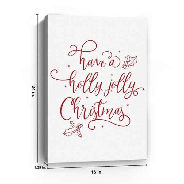 Holly Jolly Christmas Canvas Wall Plaque