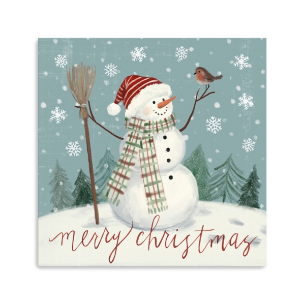 Merry Christmas Snowman Canvas Wall Plaque | Kirklands Home