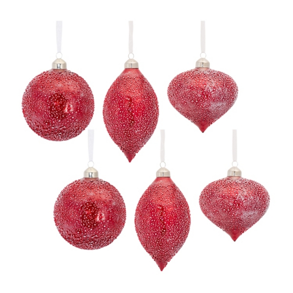 Red Beaded Glass Ornaments, Set of 6 Kirklands Home