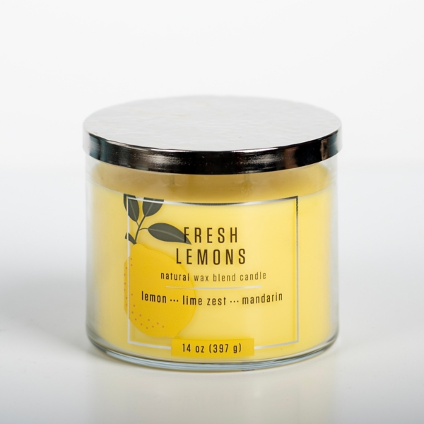 Fresh Lemons 14 oz. Triple Wick Jar Candle Kirklands Home