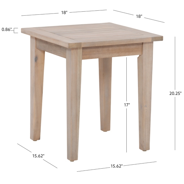 Natural Acacia Wood Slatted Outdoor Side Table