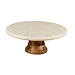 Round White Marble and Wood Cake Stand