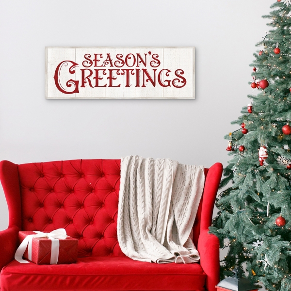 Season's Greetings Rustic Framed Canvas Art Print