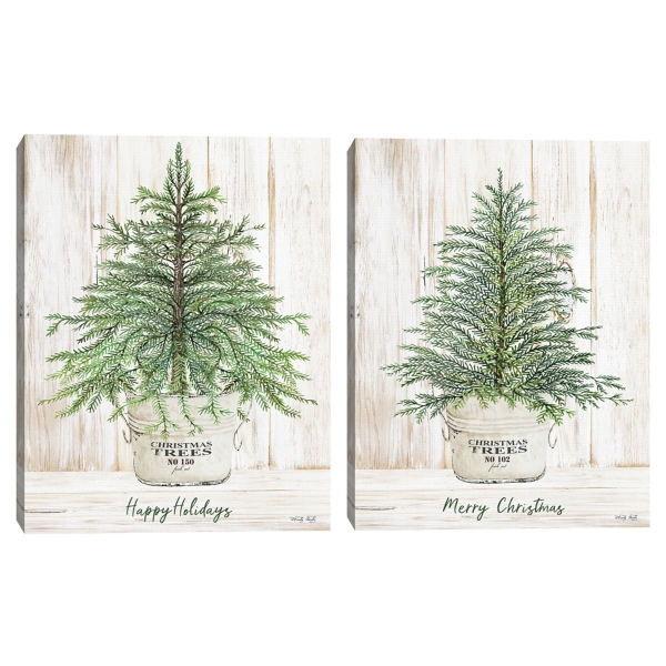 Happy Holidays Merry Christmas Trees 2-pc. Art Set | Kirklands Home