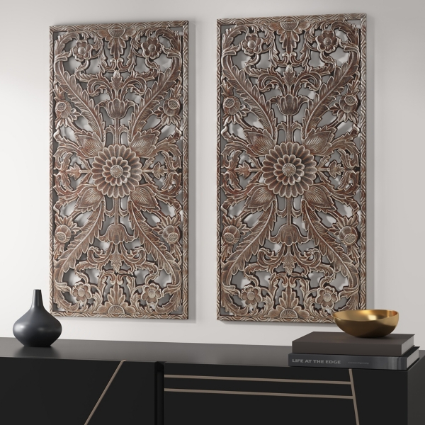 Bronze Madison Park Floral Wall Plaques, Set of 2