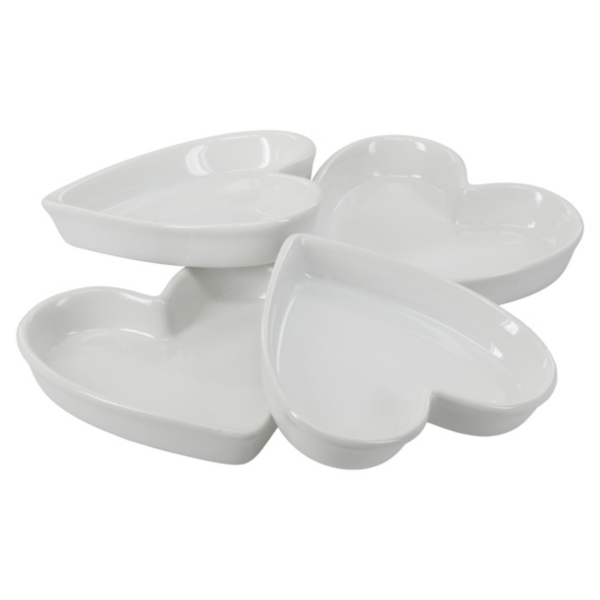 White Porcelain Heart Dishes, Set of 4 Kirklands Home