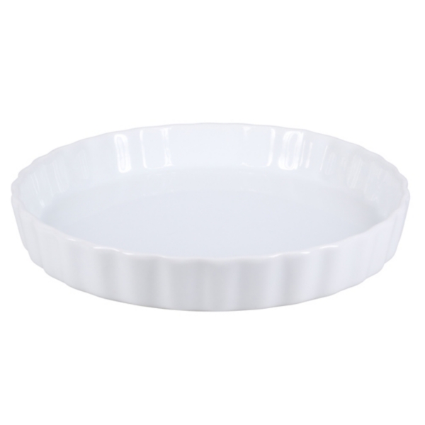 White Ruffle Porcelain Quiche Dish Kirklands Home