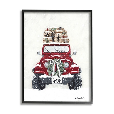 Red Truck Pillow Cover (Happy Holidays) - Linen and Ivory