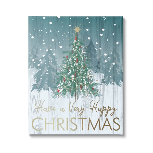 Very Happy Christmas Tree Canvas Wall Plaque Kirklands Home