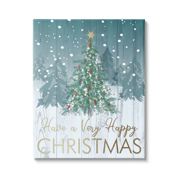 Very Happy Christmas Tree Canvas Wall Plaque | Kirklands Home