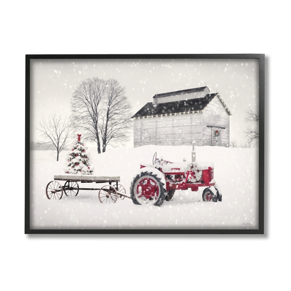 Snowy Red Tractor Framed Art Print | Kirklands Home