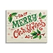 Merry Christmas with Holly Canvas Wall Plaque