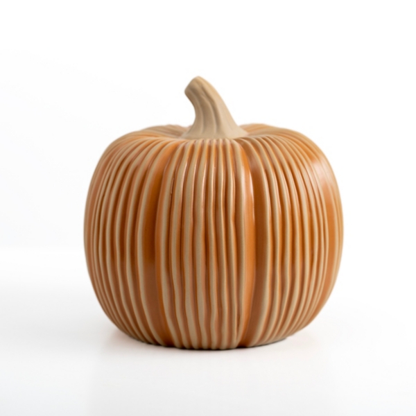 Orange And Cream Ribbed Pumpkin Statue Kirklands Home 7109