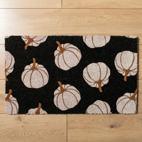 Black Pumpkin Patterned Coir Doormat