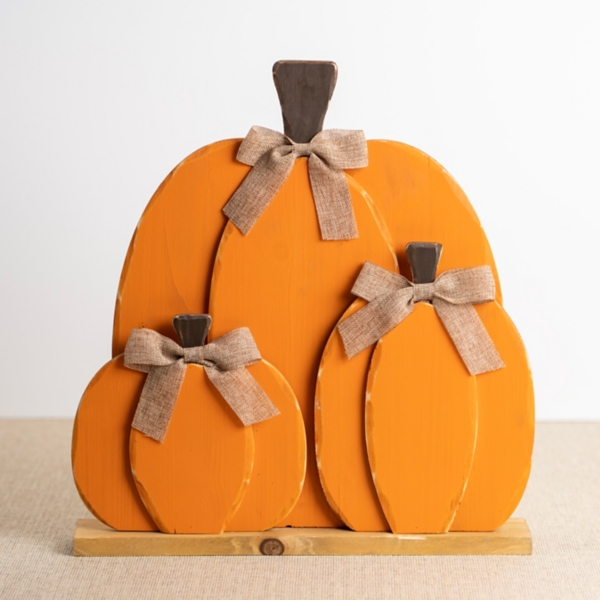 Orange Pumpkin Trio With Bows | Kirklands Home