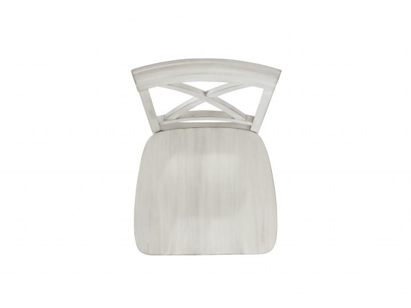 Antique Whitewashed Wood Dining Chairs, Set of 2