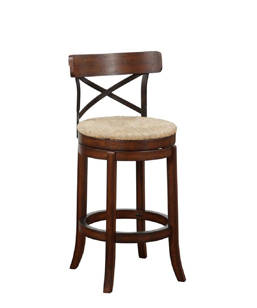 Dark Brown Wood and Seagrass Swivel Bar Stool Kirklands Home