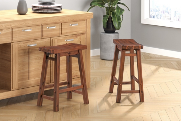 Chestnut Sonoma Saddle Counter Stools, Set of 2