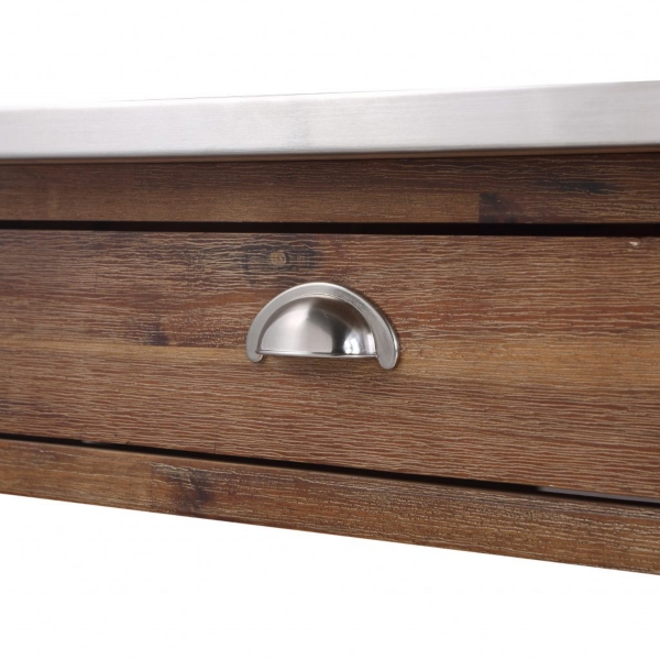 Barnwood Sonoma Stainless Steel Top Kitchen Cart