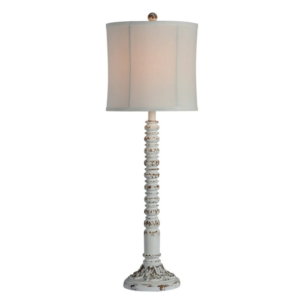 White Resin Distressed Spindle Buffet Lamp Kirklands Home